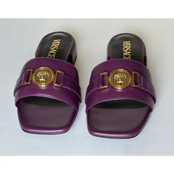 VERSACE Medusa Women's Plum Sandals 7 US (37 Euro) 1014748 Spain NIB $900 - Picture 8 of 15